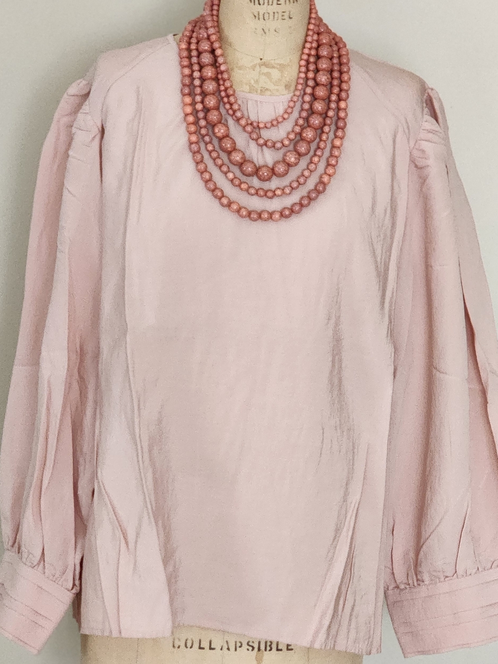 NWOT Express Pale Pink Long-Sleeve Puff-Sleeve Blouse